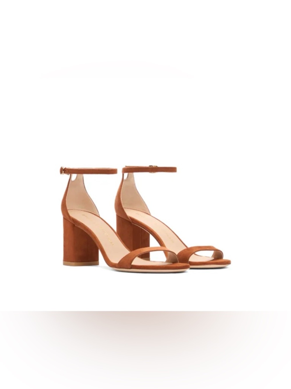 Stuart Weitzman Suede Ankle Strap Block Heel Sandals Brown Carmel Brown size 7.5 - Picture 3 of 16
